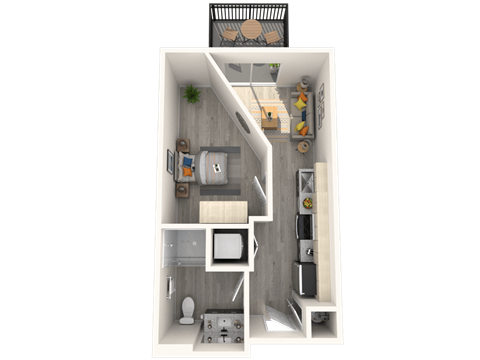 Floor plan for 1 bed, 1 bath, 392 sqft